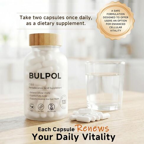 كبسولات حمض البنتاديكانويك (C15:0) - الأحماض الدهنية الأساسية النباتية النقية - C15:0 الأحماض الدهنية لمكملات الصحة الخلوية والتمثيل الغذائي - 300 مجم لكل وجبة، 120 كبسولة in Kuwait