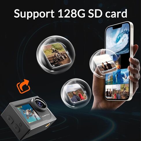 كاميرا Icefox i8 20MP 5X Zoom Action مع EIS، جهاز تحكم عن بعد واي فاي، كاميرا مقاومة للماء تحت الماء لركوب الدراجات والغطس in Kuwait