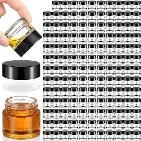 نورمي 140 عبوة من الجرار الزجاجية سعة 10 مل مع أغطية حاويات مستحضرات التجميل الزجاجية برطمانات عينة فارغة صغيرة مع أغطية مانعة للتسرب لبلسم تنظيف الشفاه واللوشن والكريم والزيت والشمع والمكياج ومستحضرات التجميل (العنبر) in Saudi Arabia