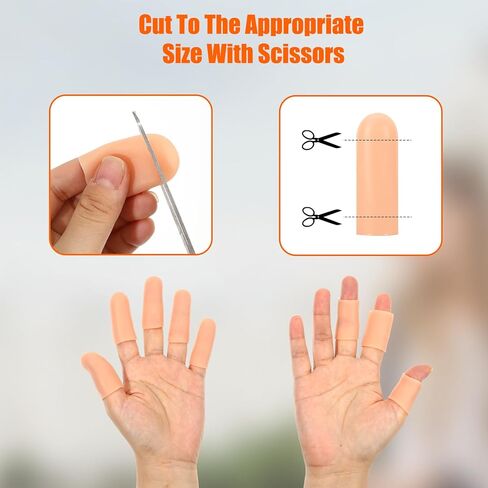 30 PCS Gel Finger Cots, 2 Size Gel Finger Protectors Reusable Thumb Protector Soft Fingers Covers Silicone Fingertips Protection Fingertip Bandages for Fingers Pain Relief, Nude in Saudi Arabia
