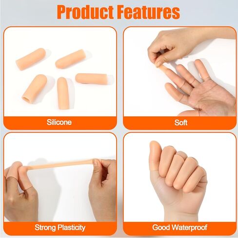 30 PCS Gel Finger Cots, 2 Size Gel Finger Protectors Reusable Thumb Protector Soft Fingers Covers Silicone Fingertips Protection Fingertip Bandages for Fingers Pain Relief, Nude in Saudi Arabia