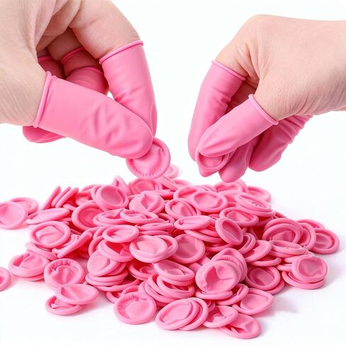 140PCS Finger Protectors, Disposable Latex Finger Covers Protect Nails From Tanning Beds, UV Protection Nail Polish Protectors, Fingers Cots for Nail Art Accessories - Medium,Pink in Kuwait