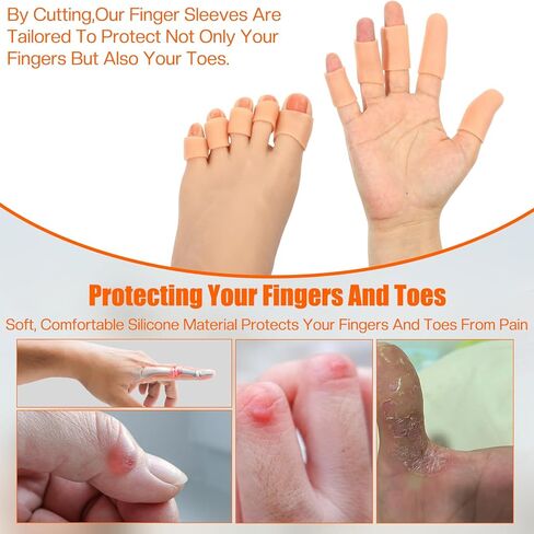 30 PCS Gel Finger Cots, 2 Size Gel Finger Protectors Reusable Thumb Protector Soft Fingers Covers Silicone Fingertips Protection Fingertip Bandages for Fingers Pain Relief, Nude in Saudi Arabia
