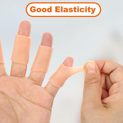30 PCS Gel Finger Cots, 2 Size Gel Finger Protectors Reusable Thumb Protector Soft Fingers Covers Silicone Fingertips Protection Fingertip Bandages for Fingers Pain Relief, Nude in Saudi Arabia