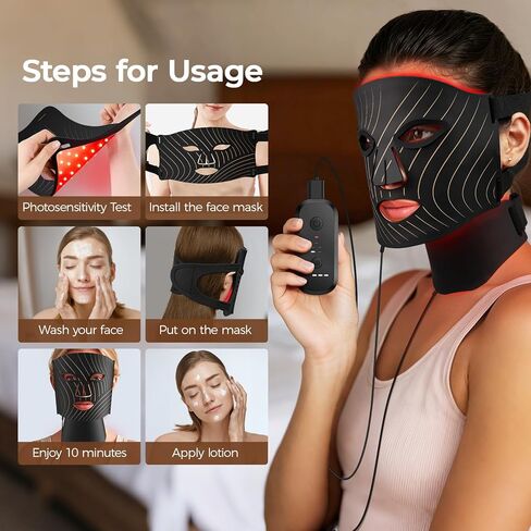 Red Light Therapy for Face 103 LED Face Mask Light Therapy with Neck Device Eye Masks,Type C Charging, Adjustable Brightness Timer,Infrared Light Therapy Mask for Home,Travel,Yoga,Sleep,Working in Saudi Arabia