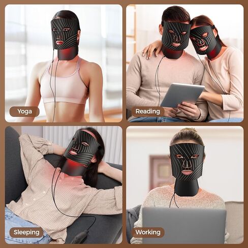 Red Light Therapy for Face 103 LED Face Mask Light Therapy with Neck Device Eye Masks,Type C Charging, Adjustable Brightness Timer,Infrared Light Therapy Mask for Home,Travel,Yoga,Sleep,Working in Saudi Arabia