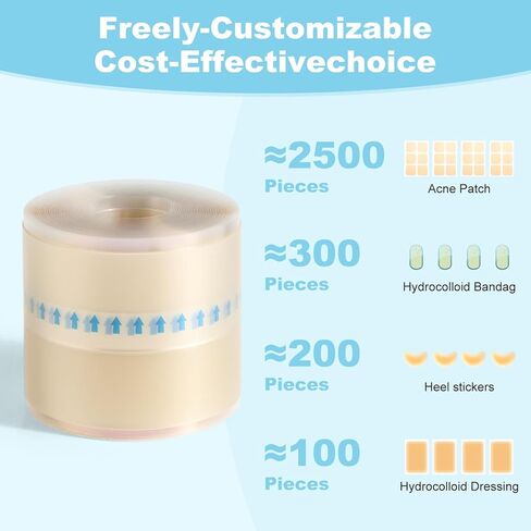 Hydrocolloid Roll Bandages, Extra Long Cut-to-Size Pimple Patch Tape for Face & Body, Ultra Absorbent Large Hydrocolloid Patch for Blister, Burn, Wound Care, Waterproof & Flexible (2in x 5.8ft) in Saudi Arabia