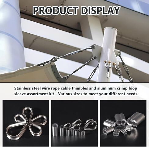 حبل أسلاك الفولاذ المقاوم للصدأ الكشتبانات 5 حجم M2 إلى M6 الألومنيوم العقص حلقة كم 8 حجم 3/64-1/4 بوصة لسلك حبل كابل كشتبان تزوير in Kuwait