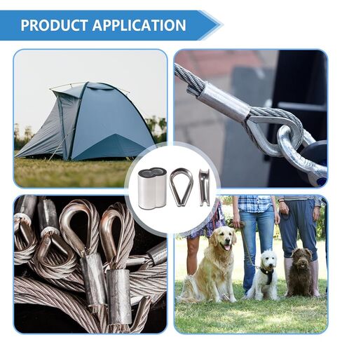 حبل أسلاك الفولاذ المقاوم للصدأ الكشتبانات 5 حجم M2 إلى M6 الألومنيوم العقص حلقة كم 8 حجم 3/64-1/4 بوصة لسلك حبل كابل كشتبان تزوير in Kuwait