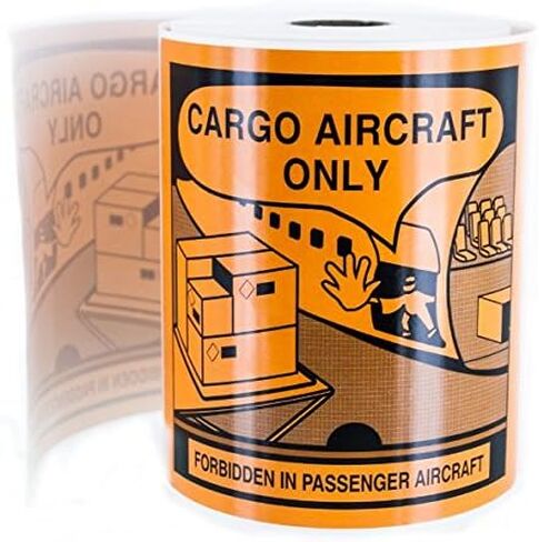 Cargo Aircraft Only Lithium Battery Warning Labels - LV-SL11, 4.5" x 4.75" Durable Shipping Labels, Regulatory Compliant for Lithium Battery Transport | LabelValue in Saudi Arabia