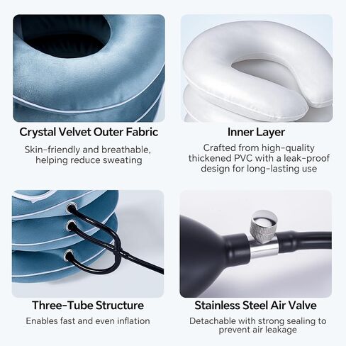 جهاز جر الرقبة من باباكا لتخفيف آلام الرقبة بشكل فوري، دعامة دعم للرقبة قابلة للنفخ والتعديل، وسادة دعامة للرقبة للاستخدام المنزلي لتخفيف ضغط الرقبة (11 بوصة - 17 بوصة) in Kuwait