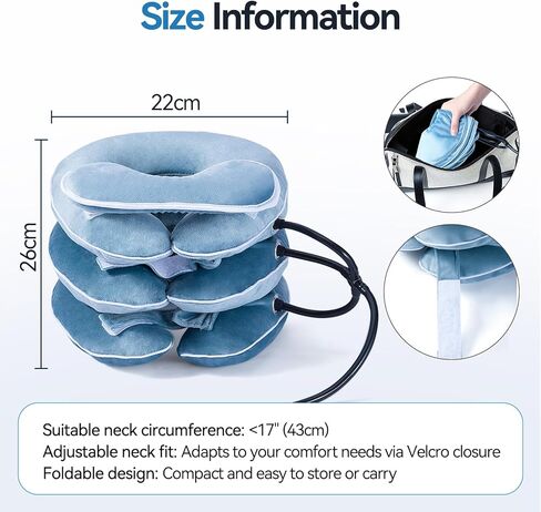 جهاز جر الرقبة من باباكا لتخفيف آلام الرقبة بشكل فوري، دعامة دعم للرقبة قابلة للنفخ والتعديل، وسادة دعامة للرقبة للاستخدام المنزلي لتخفيف ضغط الرقبة (11 بوصة - 17 بوصة) in Kuwait