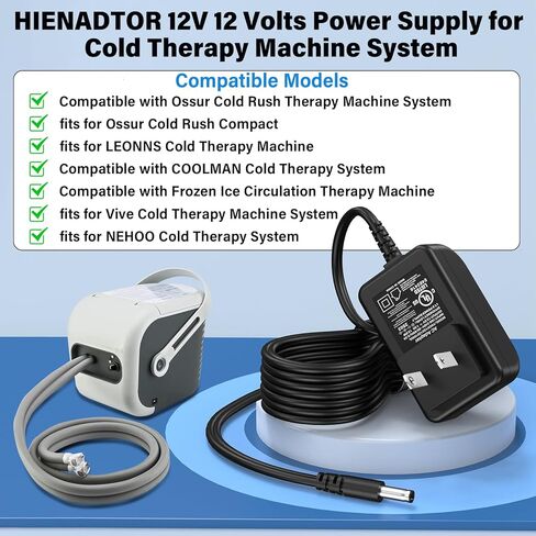 12V Cold Therapy Systems Charger Power Cord for Ossur Cold Rush Compact Machine AC DC Adapter for COOLMAN for LEONNS for OasisSpace for NEHOO for Vive Circulating Machines Power Supply in Saudi Arabia
