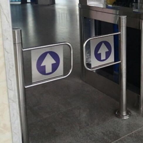 Automatic Closing Safety Swing Gate - One-Way Stainless Steel Door for Supermarkets, Libraries & Retail Stores (140x100 cm) - Durable Pedestrian Access Control Solution in Saudi Arabia