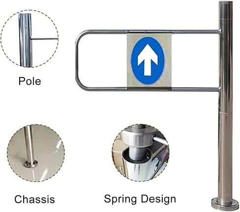 Automatic Closing Stainless Steel Safety Gate - Supermarket Swing Gate with Guardrail, 100cm/39.3in for Secure Import Export Solutions in Saudi Arabia