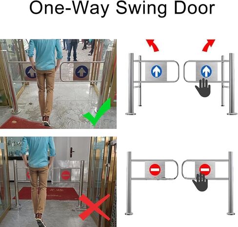 بوابة متأرجحة من الفولاذ المقاوم للصدأ للسوبر ماركت، بوابة أمان تغلق تلقائيًا مقاس 160 سم مع حاجز حماية، مثالية للاستيراد والتصدير، وحل التحكم الآمن في الوصول in Kuwait