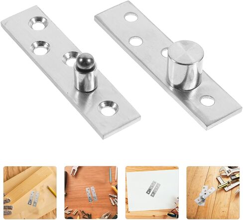 BESTYASH 2 Pairs of Stainless Metal Full Rotation Pivot Door Hinges Medium Offset Concealed Wood Door Hinges Pack Brushed Silver Finish Industrial Hardware for Folding in Kuwait