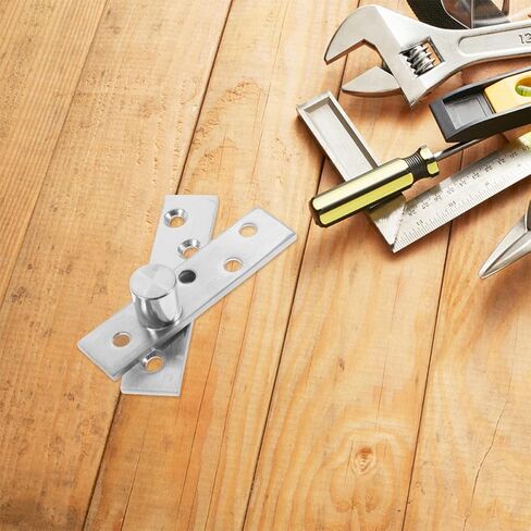 BESTYASH 2 Pairs of Stainless Metal Full Rotation Pivot Door Hinges Medium Offset Concealed Wood Door Hinges Pack Brushed Silver Finish Industrial Hardware for Folding in Kuwait