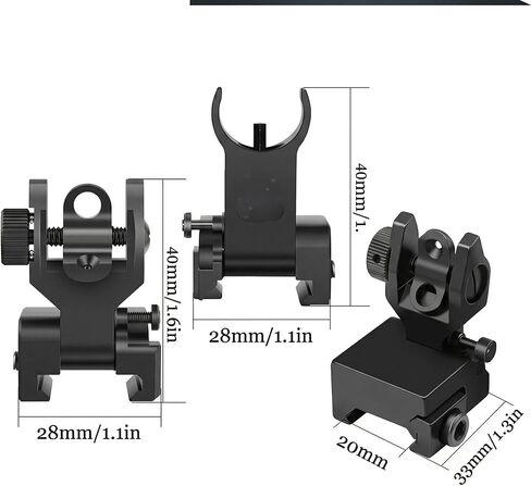 Gotical | Tactical Aluminum Automatic Deploy Weaver Picatinny Rail Rifle Shotgun Front and Rear Combo Set Flip Up Backup A2 Post Back Up Iron Sight Mount in Saudi Arabia