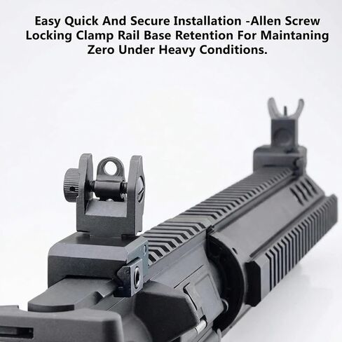 Gotical | Tactical Aluminum Automatic Deploy Weaver Picatinny Rail Rifle Shotgun Front and Rear Combo Set Flip Up Backup A2 Post Back Up Iron Sight Mount in Saudi Arabia