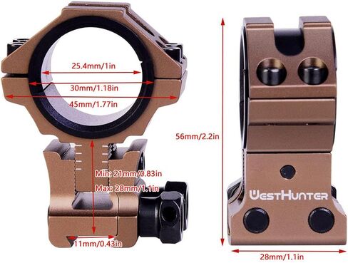 WestHunter Optics Adjustable Height Dovetail Scope Rings, 1 Inch 30 mm Precision Scope Mount | 6 Colors in Saudi Arabia