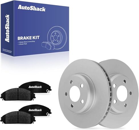 AutoShack Front Drilled & Slotted Brake Rotors Ceramic Brake Pads | Replacement for Chrysler 300 Dodge Challenger Magnum 2006-2023 Charger AWD RWD | Black E-Coated | 6-PC Brake Kit | NightGuard in Saudi Arabia
