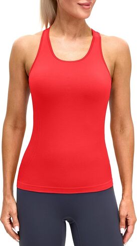 MathCat Racerback Workout Tank Tops for Women, Seamless Padded Athletic Yoga Tops Camisole Shirts with Built in Bra in Saudi Arabia