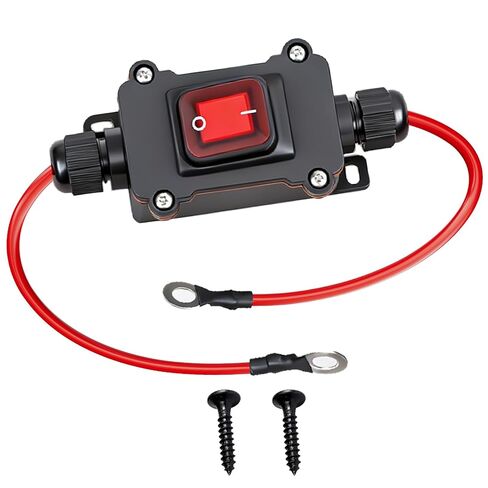 مفتاح مضمّن DC 12-24V، مفتاح أسلاك DPST مزدوج الجوانب IP67 مقاوم للماء 25A زر تشغيل وإيقاف سلك الطاقة، مناسب للدراجات النارية والسفن والشاحنات وجميع مركبات التضاريس والوصلات الكهربائية in Kuwait