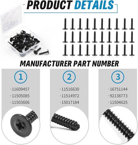 50PCS Tail Lamp Assembly Screw Compatible with Chevrolet Buick Oldsmobile GMC Cadillac Replacement Specialty Tapping Screws, 4.2x1.41x20 Multi-Purpose Bolt 11123136 in Saudi Arabia