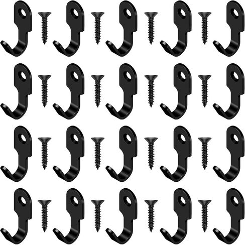 20Pcs Small J Hook Black 304 Stainless Steel Wall Mounted Mini Hook Hanger for Towel, Picture, Mirror, Key Chain, with Screws in Saudi Arabia