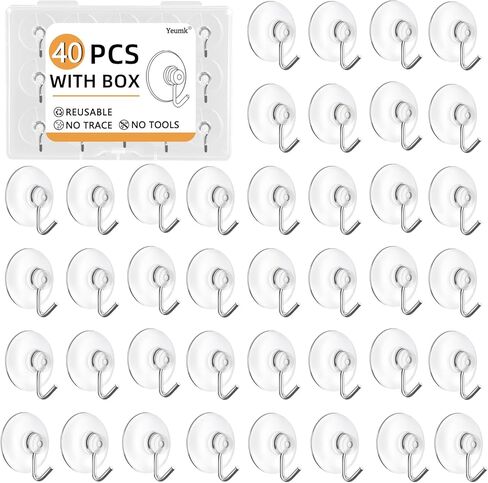 20 حزمة من خطافات أكواب الشفط الصغيرة مقاس 0.8 بوصة مع خطافات معدنية، وخطاطيف أدوات PVC قابلة للإزالة وإعادة الاستخدام للنوافذ الزجاجية والمرايا والأبواب والبلاط والدش والمطبخ والحمام in Kuwait