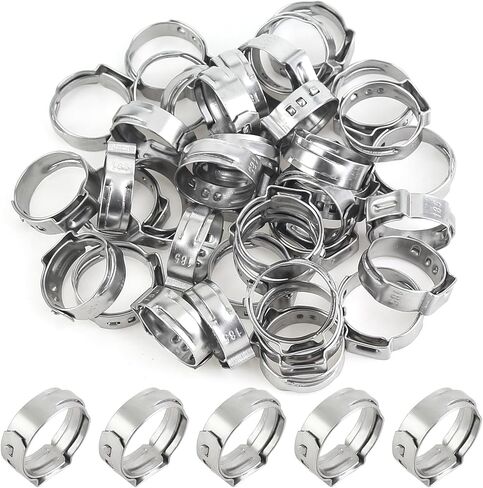 52 Pieces 15.3-18.5mm Single Ear Hose Clamps, 304 Stainless Steel in Kuwait