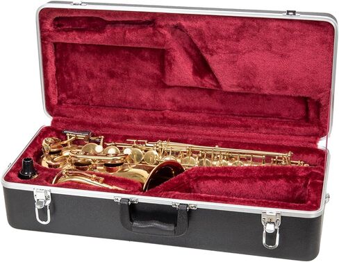 Crossrock ABS Molded Case for Alto Saxophone | Black Texture with Deep Red Velvet Interior, Security Lock & Detachable Strap – Lightweight Hardshell Protection (CRA865ASBK-R) in Saudi Arabia