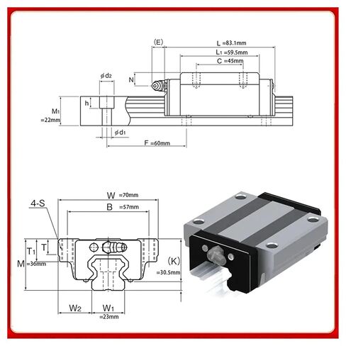 دليل خطي السكك الحديدية المنزلق HSR25A 25A HSR25 HSR25A1UU HSR25A1SS كتلة النقل in Kuwait
