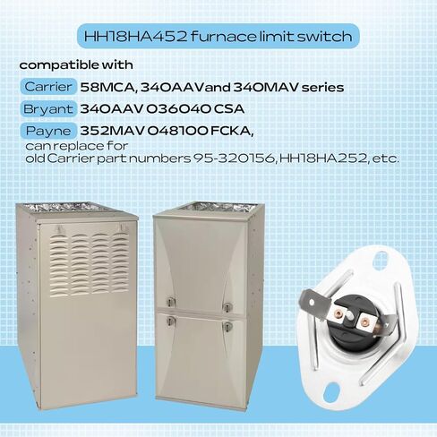 HH18HA452 مفتاح التشغيل للفرن الناقل، بديل لمفتاح حد فرن براينت HH18HA252، 95-320156، رقم جزء مفتاح تشغيل اللهب 4349806 in Saudi Arabia