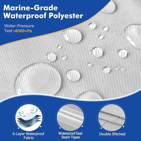 غطاء قارب T Top بطول 20-22 قدم لقوارب وحدة التحكم المركزية، غطاء علوي صلب مقاوم للماء بقوة 1200D مع غطاء محرك و15 حزام مقاوم للرياح، يناسب قوارب السقف T-Top حتى 106 بوصة، رمادي in Kuwait