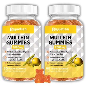 علكات مولين، 2000 مجم مستخلص أوراق مولين عضوي مع كيرسيتين، بروميلين وفيتامين د3، مستخلص أوراق مولين للجهاز التنفسي، تطهير الرئة الطبيعي، تحسين الشهية، نباتي، غير معدل وراثيًا، عبوة واحدة in Kuwait