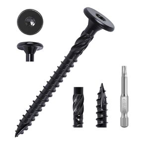 مسامير خشبية هيكلية #14 × 2-7/8 بوصة 55 قطعة، FIXLINK رأس غاطس مسطح T30 نجمة محرك، براغي سطح خارجي شديدة التحمل، مقاومة للصدأ للأخشاب/التأطير/المناظر الطبيعية، أسود in Kuwait