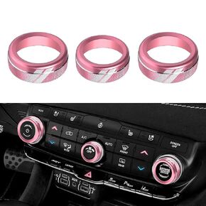 YOSRTER 6 قطع من غطاء مقبض التحكم في تكييف الهواء من الألومنيوم لملحقات دودج دورانجو 2021 2022 2023 2024 2025 2026 AC لضبط مستوى الصوت (وردي) in Kuwait