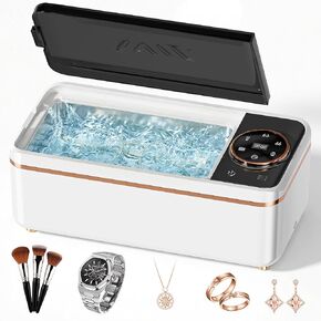 Ultrasonic Jewelry Cleaner, 50KHz Professional Ultrasonic Cleaner with Display, 304 Stainless Steel 14OZ Large-Capacity Washing Chamber for Necklaces, Eyeglasses, Dentures (Includes Storage Bag) in Kuwait