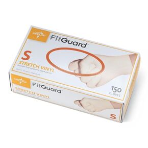 قفازات فحص من الفينيل المطاطية من Medline FG1501H FitGuard، مقاس صغير، كريمي (صندوق مكون من 150 قطعة) in Kuwait