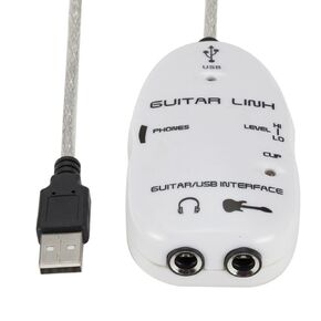 Walfront Guitar USB Audio Interface Adapter Recorder for PC with Stereo Headphone Output USB Powered for Monitoring with Active Monitor Speakers (White) in Kuwait
