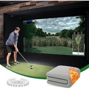 Gray Fireproof Golf Simulator Impact Screen, 3D Air Mesh Impact Screen for Golfs Training Indoor/Outdoor, HD Golf Hitting Screens for Home Practice with Grommet Holes & Bungee Cords in Saudi Arabia