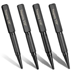 مجموعة خرامة أظافر وخرامة مركزية مكونة من 4 قطع، فولاذ Cr-V مقوى مع مقبض مخرش مانع للانزلاق، 3/32 بوصة، 1/32 بوصة، أداة ضبط أظافر 1/16 بوصة وأداة ثقب مركزية 1/8 بوصة للمعادن/أعمال الخشب، أسود in Kuwait