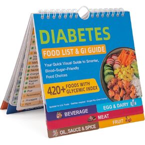 SMYV Diabetes Food List and Meal Planner with Fridge Magnet, Laminated Diabetic Food Chart Booklet with Glycemic Index Food Guide for Newly Diagnosed, Type 1, Type 2 Diabetes in Kuwait