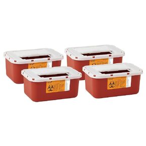 Caring Sharps Container, 2 Gallon with Container Locking Lid, Red - Ideal for Safe Medical Waste Disposal, Large Needle Disposal Container for Home and Medical Use in Kuwait