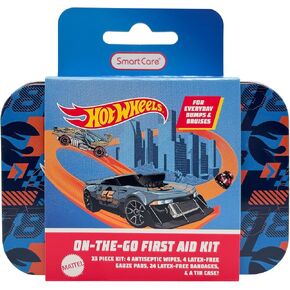 Smart Care Hot Wheels Bandage Kit, Cute Bandages for Kids, Infants & Children, Latex-Free, Assorted Variety Pack with Travel Size Tin Case, 33CT in Kuwait