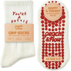 Peach & Flow Pilates Grip Socks for Women | Studio-Quality Non-Slip Reformer & Barre Socks | Arch Support, US 5-9 in Saudi Arabia