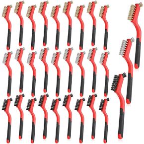 30 قطعة من فرش الأسلاك للتنظيف، مجموعة فرشاة خدش سلكية من الفولاذ المقاوم للصدأ، شعيرات شديدة التحمل مع مقبض منحني وقبضة أسلاك معدنية صغيرة لتنظيف الأوساخ والصدأ والطلاء in Kuwait