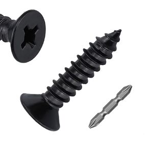 30-Pack #14 x 1-3/4" Black Flat Head Self Tapping Screws for Wood/Sheet Metal/Plastic, Stainless Steel 304(18/8), Rust-Resistant Screws, Phillips Bit Included in Saudi Arabia